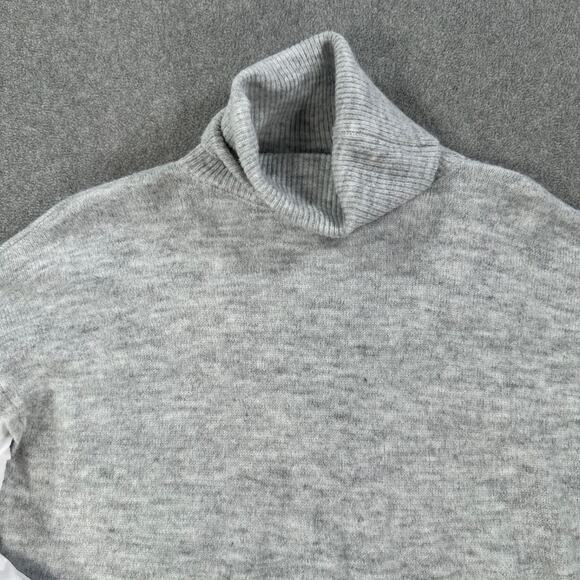 LaBiz Turtleneck Layered Sweater Women's Medium Gray Wool Blend Ruffle Top - Picture 4 of 9